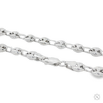Sterling silver mariner chain with 6mm oval-shaped links and lobster clasp closure.