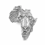 .925 Silver Medium African Lion Face Pendant 66468