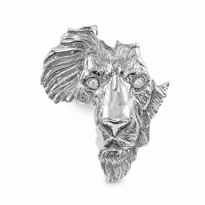 .925 Silver Medium African Lion Face Pendant 66468