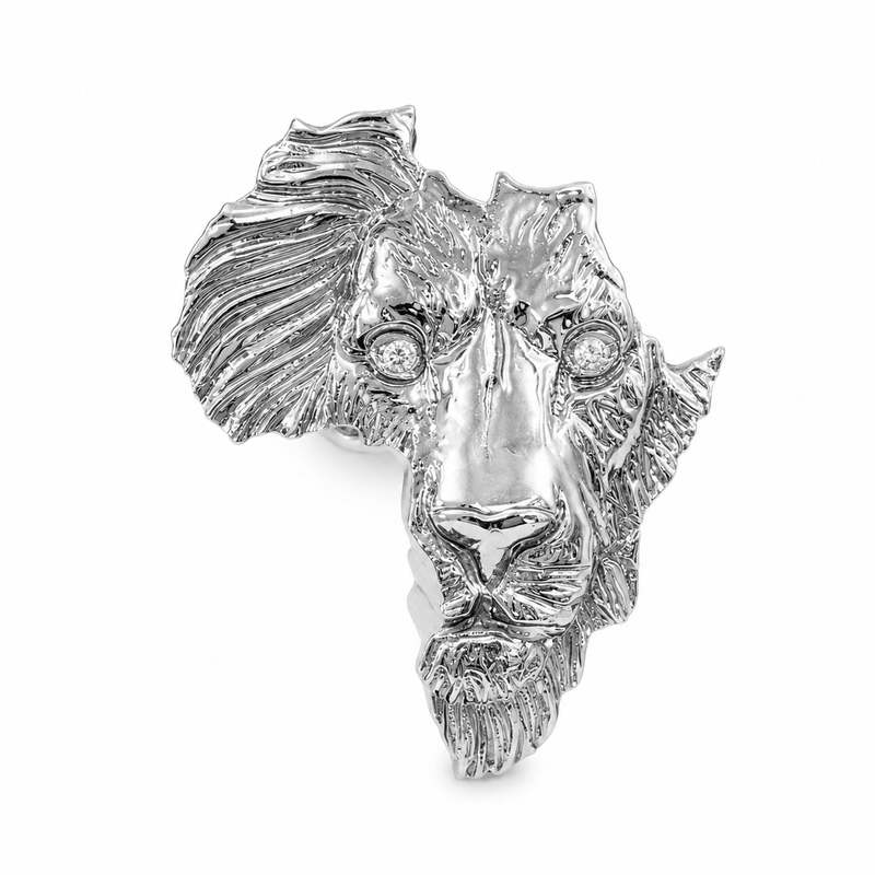 .925 Silver Medium African Lion Face Pendant 66468