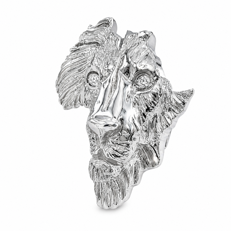 .925 Silver Medium African Lion Face Pendant 66468