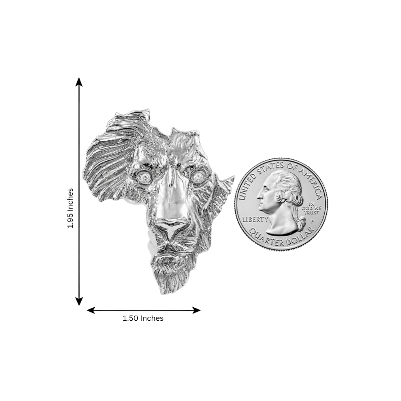 .925 Silver Medium African Lion Face Pendant 66468