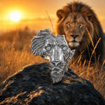 .925 Silver Medium African Lion Face Pendant 66468