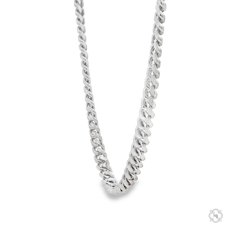 925 silver Miami Cuban chain with 4.8mm thick links, polished finish, 24-inch length