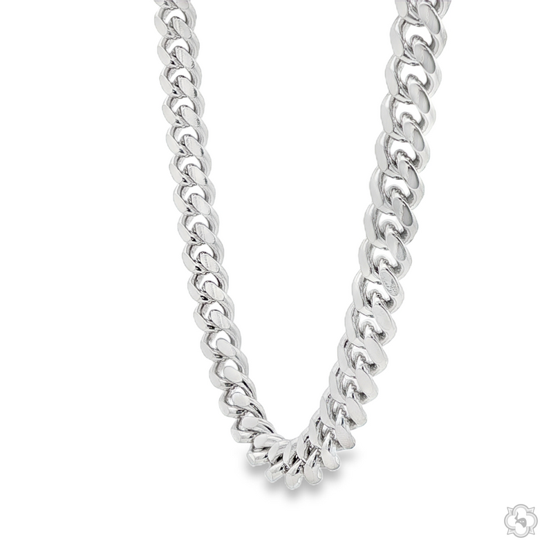 Sterling silver 6.8mm Miami Cuban chain with polished, thick interlocking links