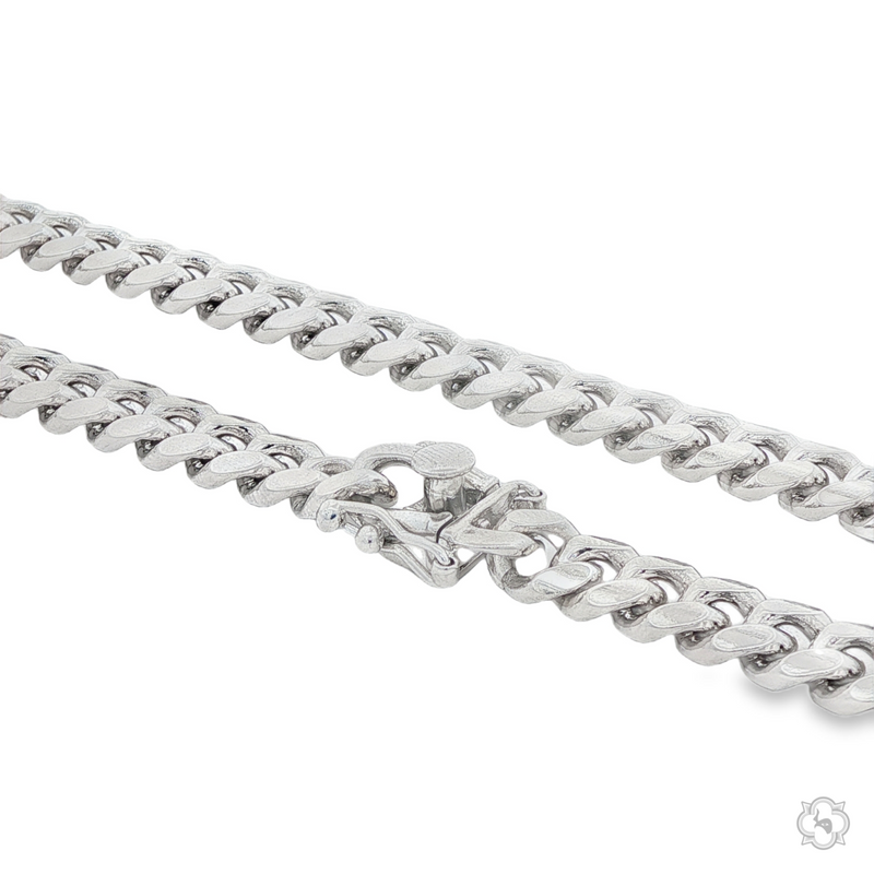 Sterling silver 6.8mm Miami Cuban chain with polished finish and secure clasp