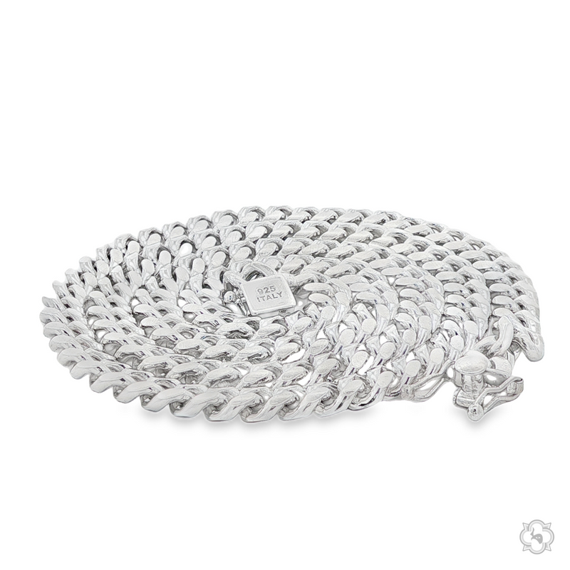 Polished .925 silver Miami Cuban chain with 6.8mm thick interlocking links