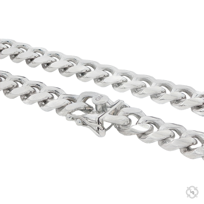.925 silver Miami Cuban chain with polished thick interlocking links and secure clasp
