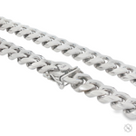 Sterling silver 9.5mm Miami Cuban chain with polished finish and secure clasp.