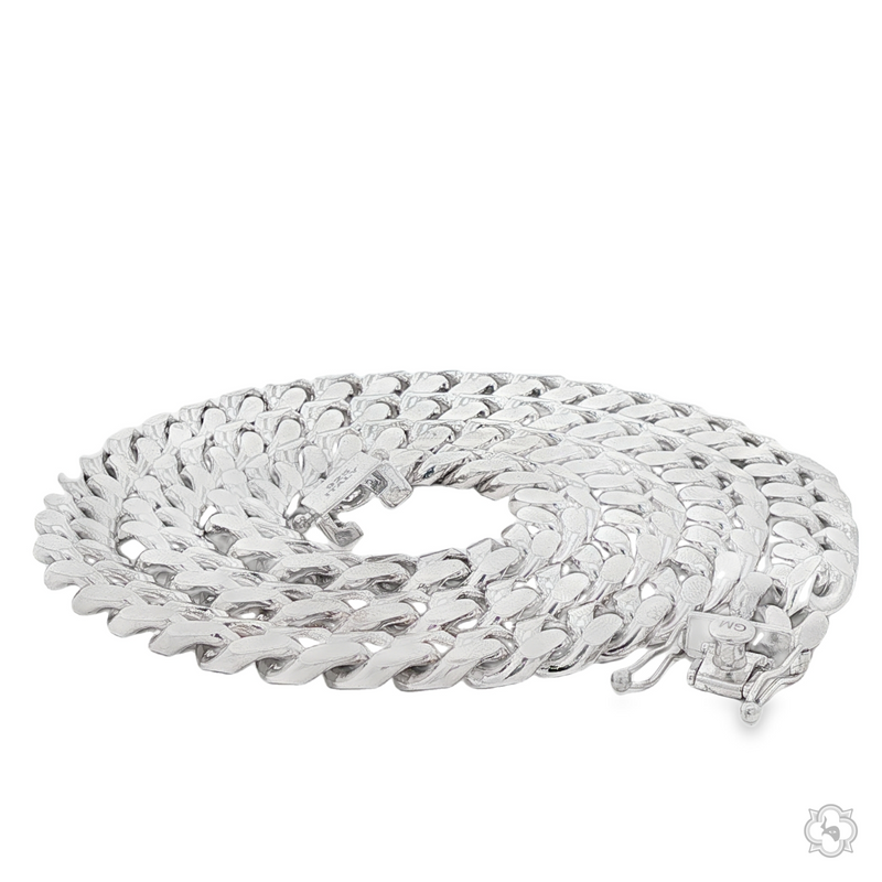 925 silver Miami Cuban chain, thick 9.5mm links with a polished finish.