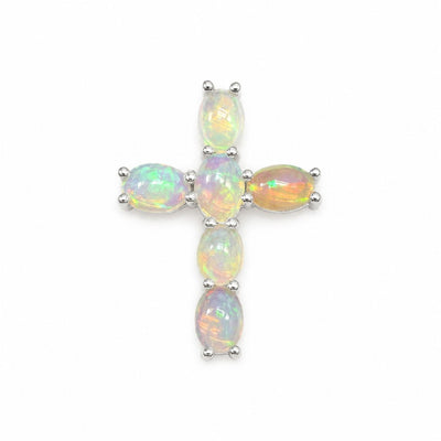 .925 Silver Mini Opal Cross Pendant 71367
