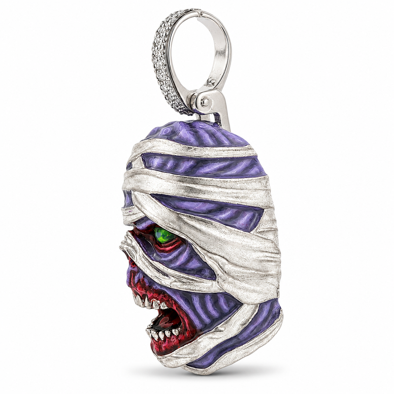 .925 Silver Mummified Zombie Pendant with Glow In The Dark Enamel 71721