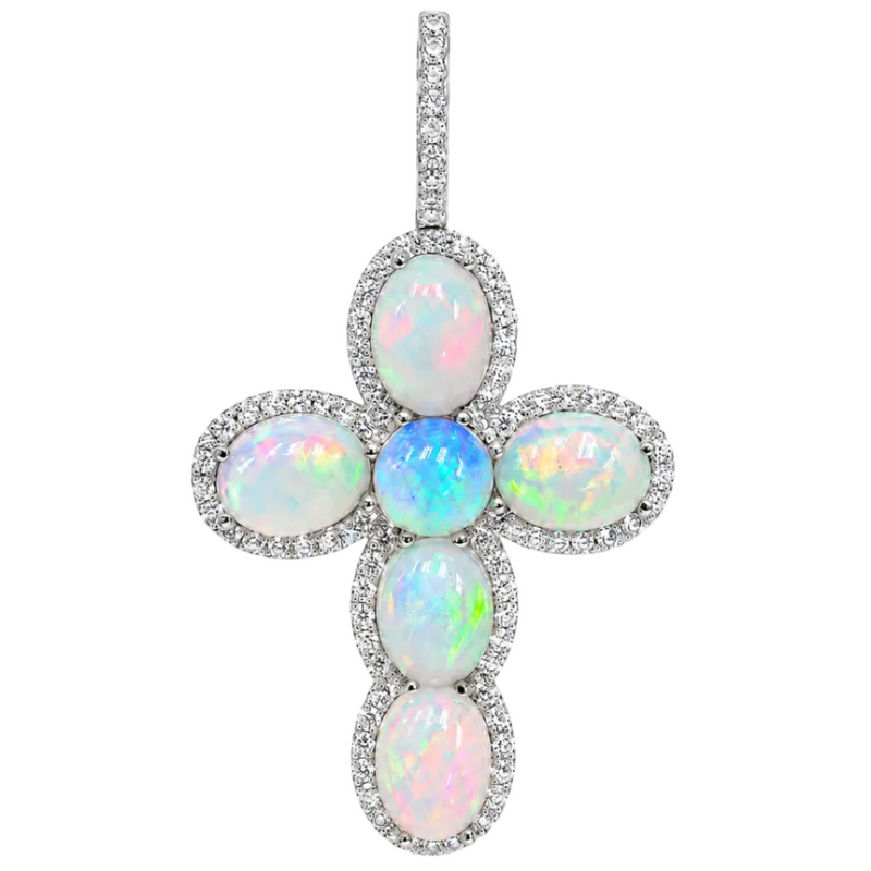 .925 Silver Opal Faith Cross 71502
