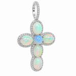 .925 Silver Opal Faith Cross 71502