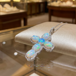 .925 Silver Opal Faith Cross 71502