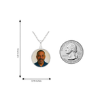 .925 silver round photo pendant with chain, 0.75-inch diameter, men's jewelry accessory.