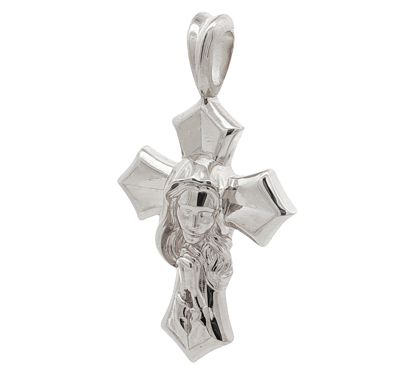 925 Silver Praying Virgin Mary Cross Pendant 71202 | TraxNYC
