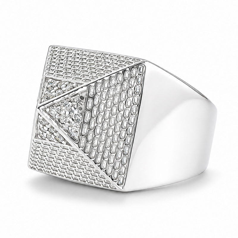 .925 Silver Pyramid Diamond Ring 67419