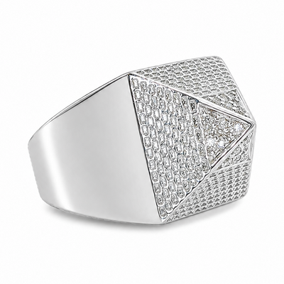 .925 Silver Pyramid Diamond Ring 67419