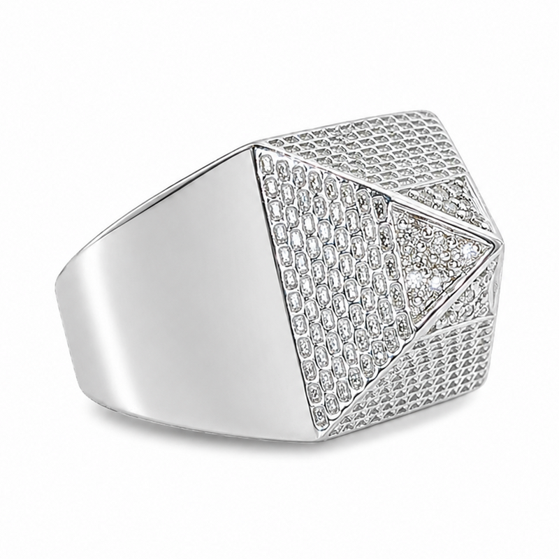 .925 Silver Pyramid Diamond Ring 67419