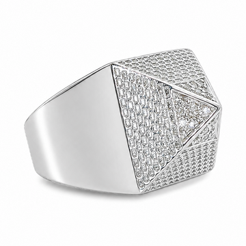 .925 Silver Pyramid Diamond Ring
