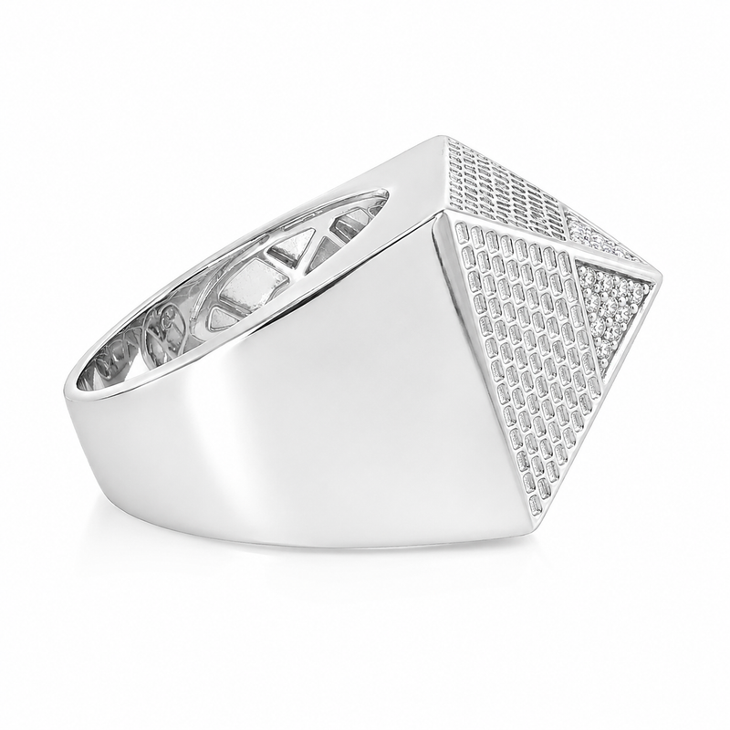 .925 Silver Pyramid Diamond Ring 67419