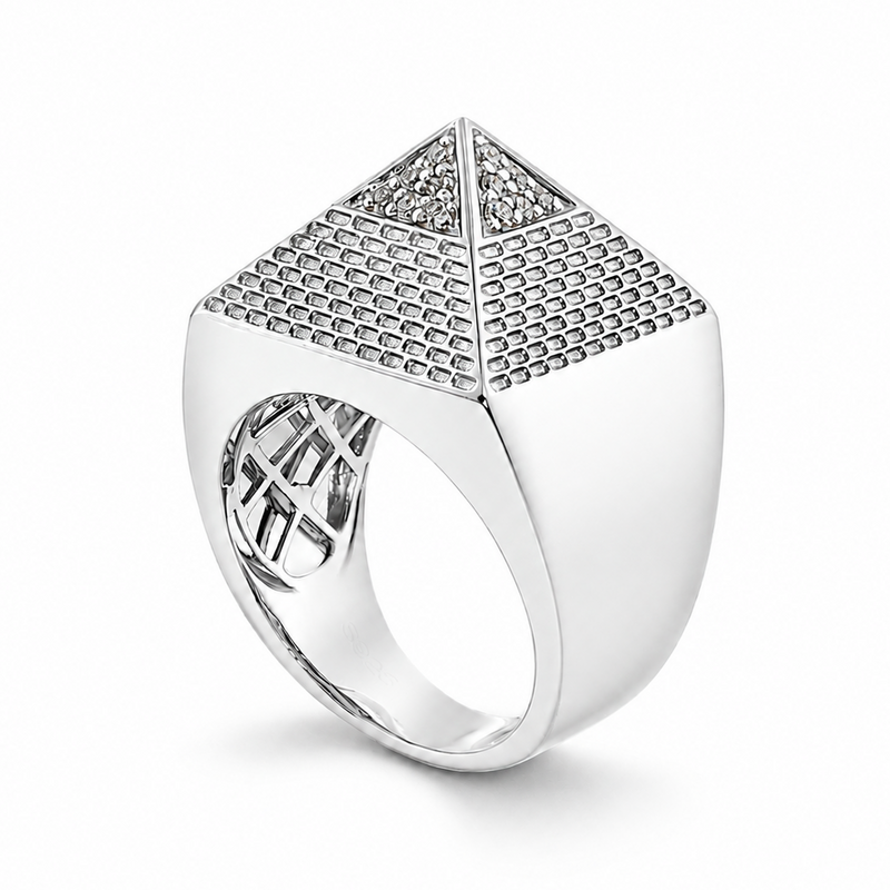 .925 Silver Pyramid Diamond Ring 67419