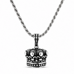 .925 Silver Regal Crown Pendant & Rope Chain set 71702