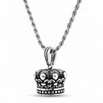 .925 Silver Regal Crown Pendant & Rope Chain set 71702