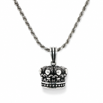 .925 Silver Regal Crown Pendant & Rope Chain set 71702
