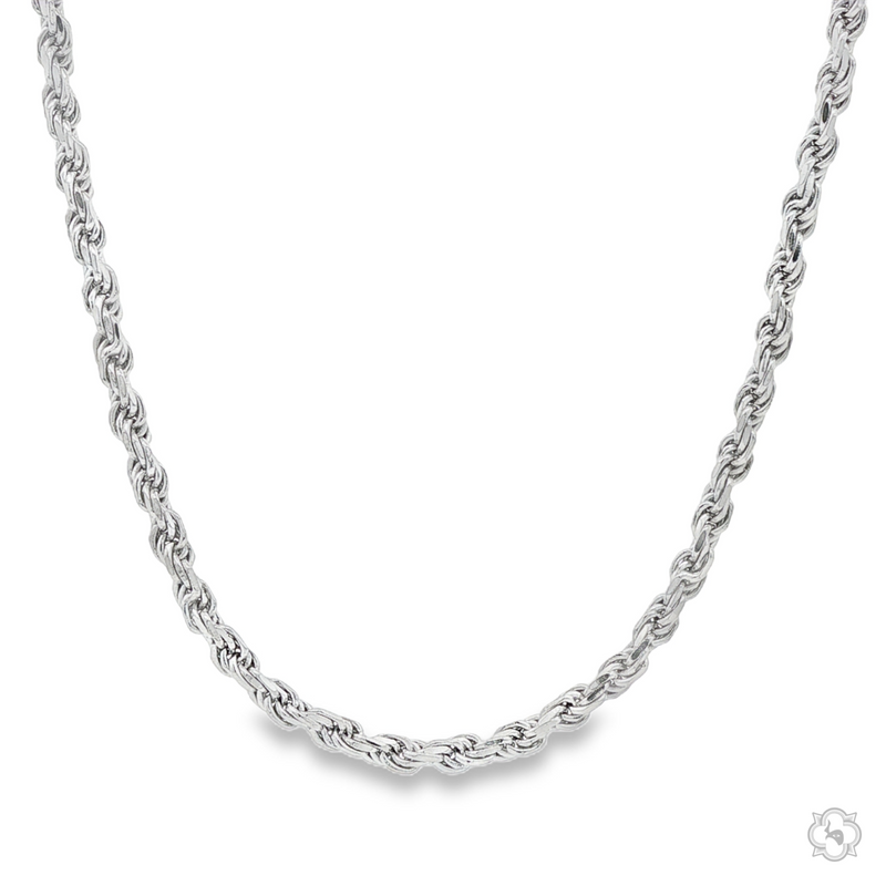 .925 silver rope chain necklace with 2.8mm twisted link design, polished finish.