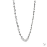 Sterling silver 2.8mm rope chain necklace with polished finish, available in multiple lengths.
