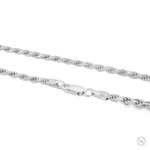 Sterling silver 2.8mm twisted rope chain with lobster clasp for men.