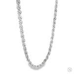 Sterling silver 3.2mm rope chain with twisted link design, polished finish, medium length.