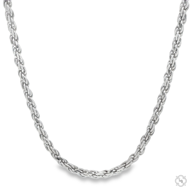 .925 silver rope chain necklace 3.2mm thickness with classic twisted link design.