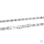 3.2mm thick .925 silver rope chain with secure lobster clasp closure.