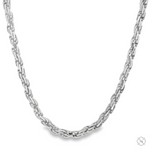 .925 silver men's rope chain necklace, 3.6mm thick, polished finish.