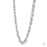 Sterling silver 3.6mm men's rope chain necklace with polished finish, 26 inches long.