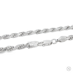 .925 silver men's rope chain necklace with lobster clasp, 3.6mm thickness, 24 inches.