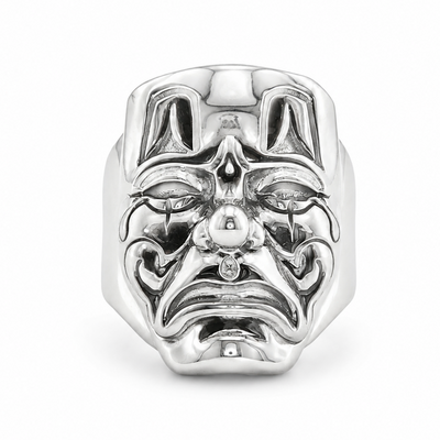 .925 Silver Sad Clown Mask Face Ring 71665