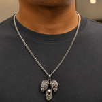 .925 Silver See No Evil, Hear No Evil, Speak No Evil Skull Glossy Pendant 70971