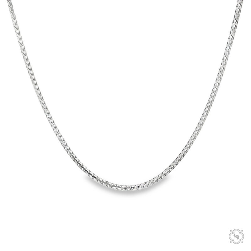 .925 silver solid Franco chain necklace, 1.2mm thickness, sleek and polished finish.