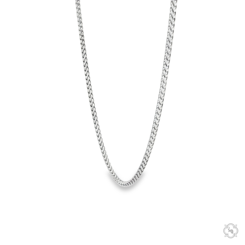 .925 silver solid Franco chain necklace, 1.2mm thick, sleek and polished finish.