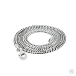 Sterling silver 1.2mm solid Franco chain with lobster clasp, sleek and polished finish.