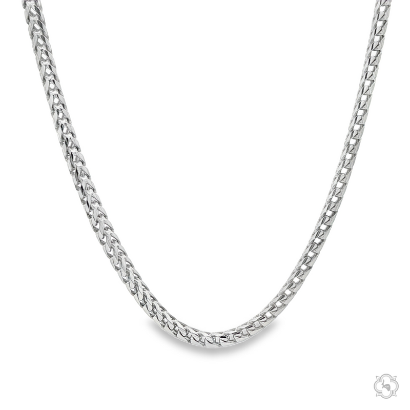 Sterling silver 2.3mm solid Franco chain necklace with a polished finish.