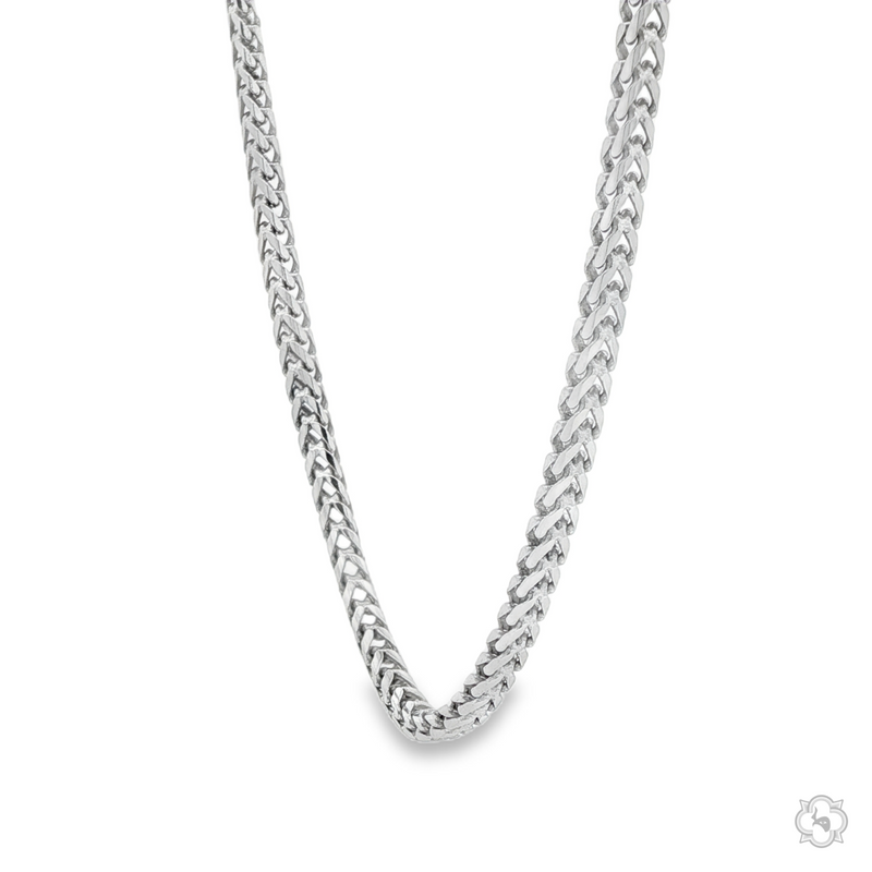 Sterling silver 2.3mm solid Franco chain necklace with polished, interlocking links.