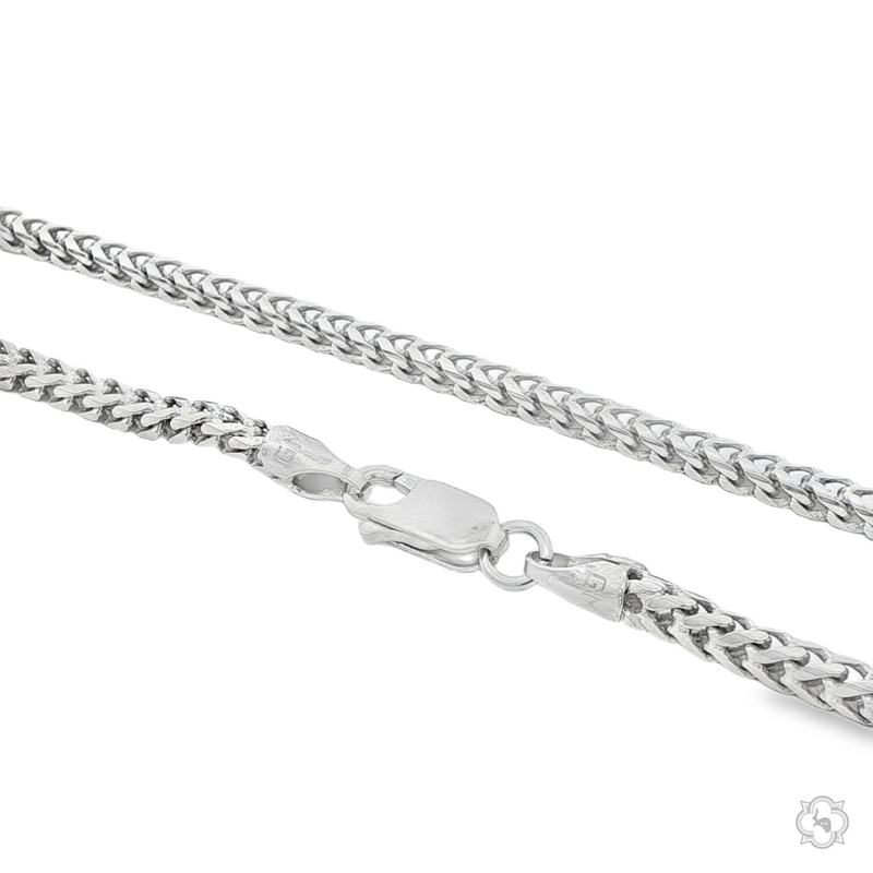 925 silver solid Franco chain with lobster clasp, 2.5mm thickness, sleek polished finish.