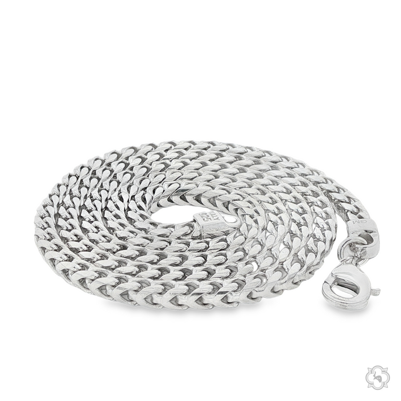 .925 silver solid Franco chain 3.8mm with secure lobster clasp, polished finish.