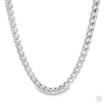 .925 silver solid Franco chain necklace with 4.2mm thick links in polished finish.