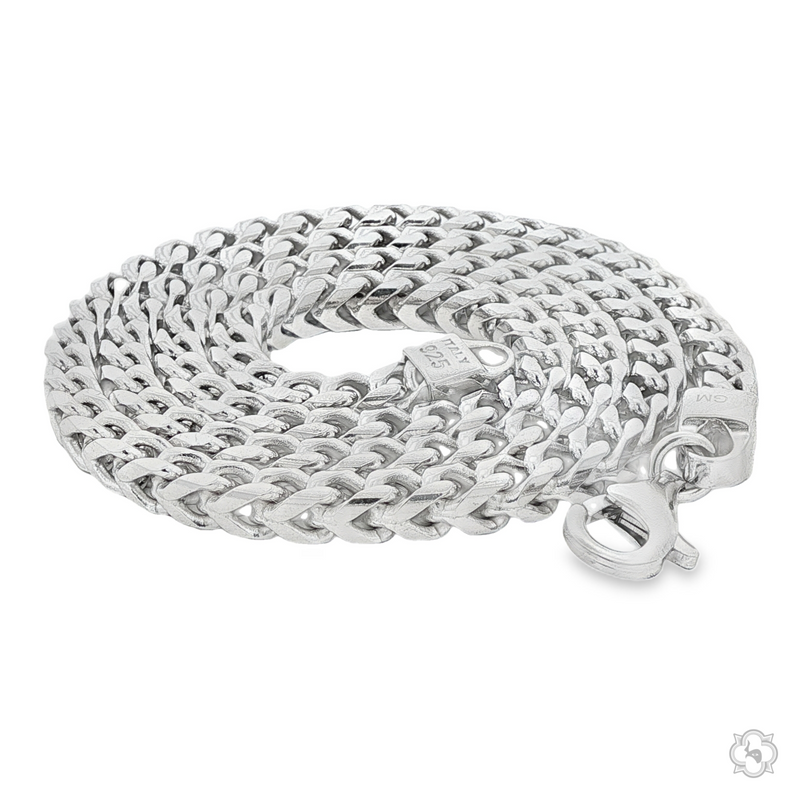 Sterling silver 5mm solid Franco chain with polished finish and secure clasp.